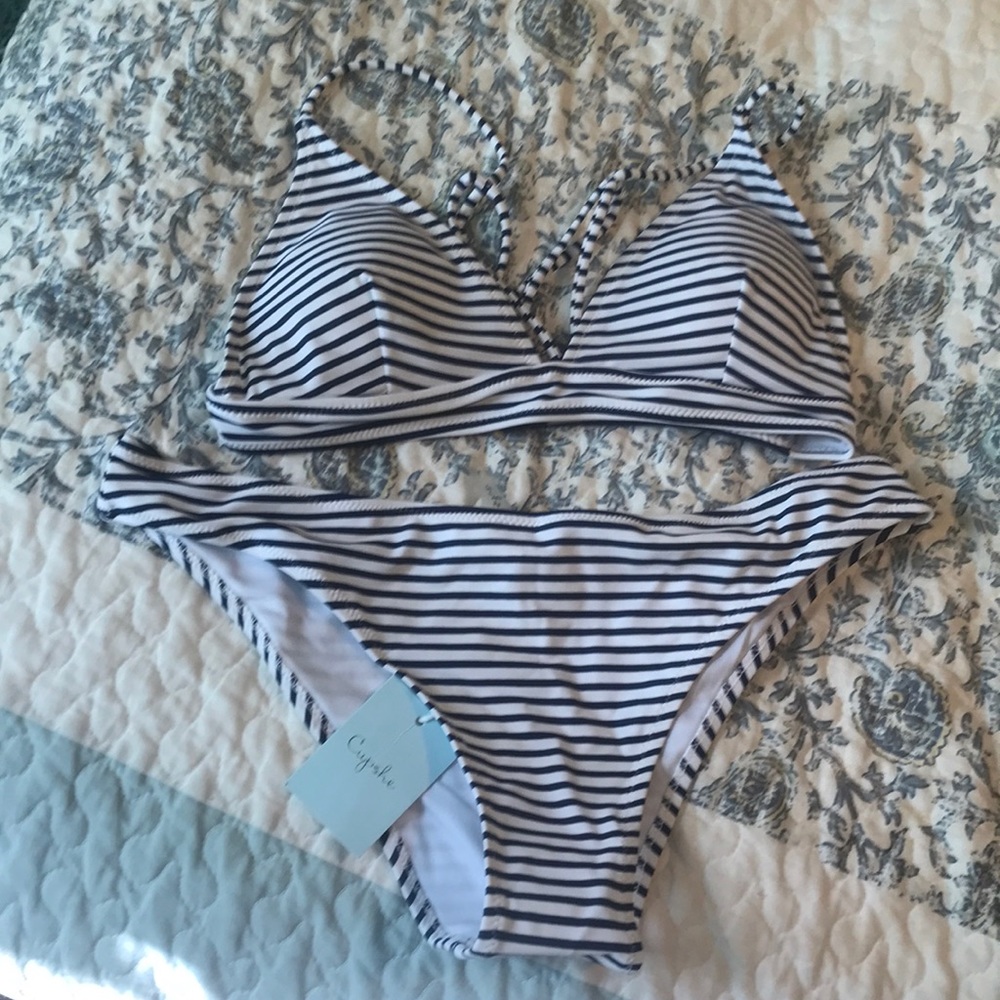 Navy striped bikini NEW WITH TAGS